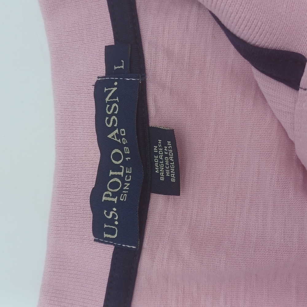 U.S Polo Assn. Pink Polo 3 Button short Sleeve Shirt Men's SZ L Preppy - Picture 5 of 7